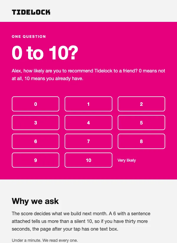 Rating - One Question email template