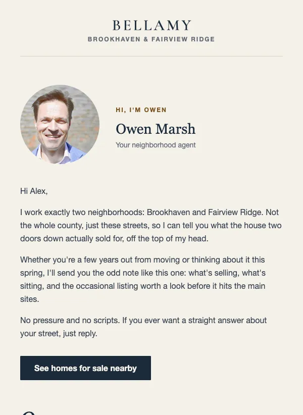 Agent Intro - Letter email template