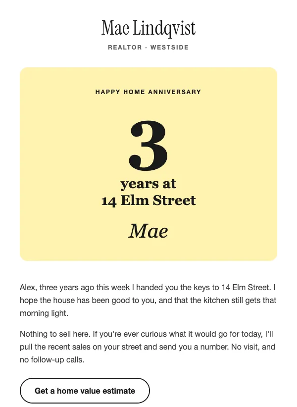 Home Anniversary - Card email template
