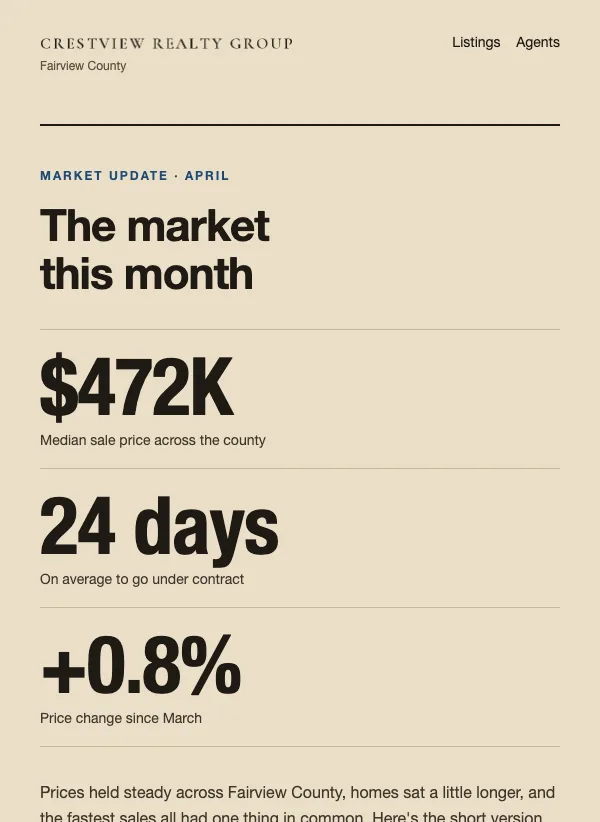 Market Update - Numbers email template
