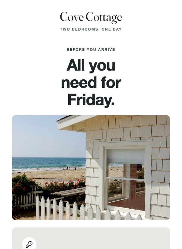 Arrival Guide - Vacation Rental email template