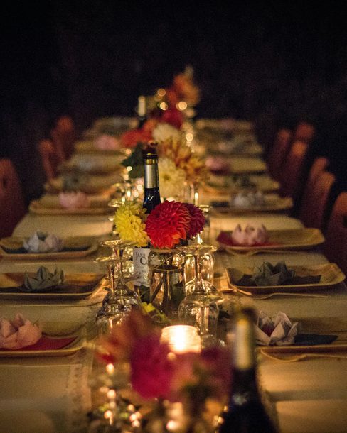The long table, set for a party