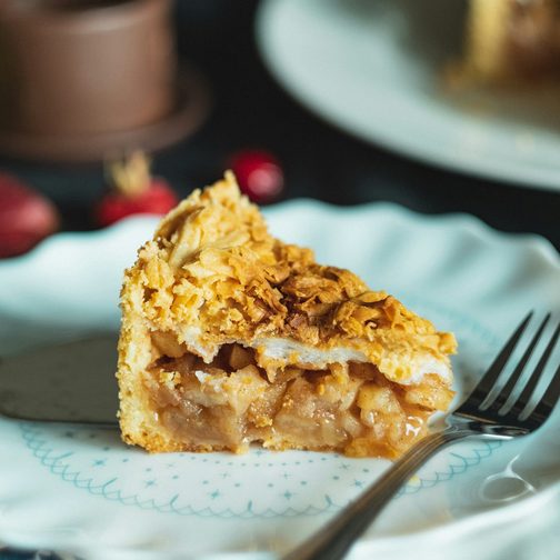 A slice of brown butter apple pie