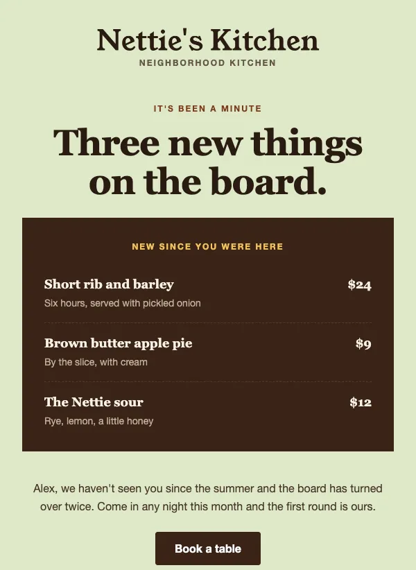 We Miss You - Restaurant email template