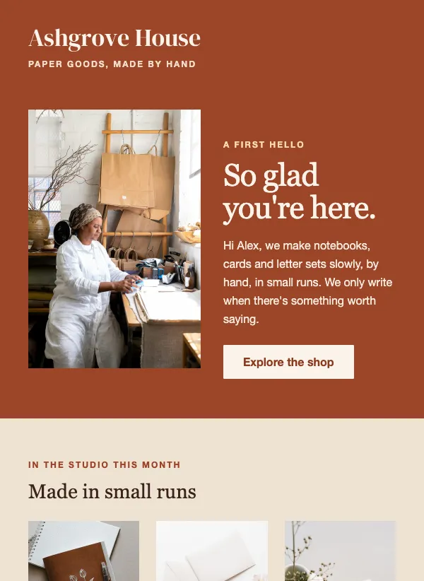 Welcome - Maker Portrait email template