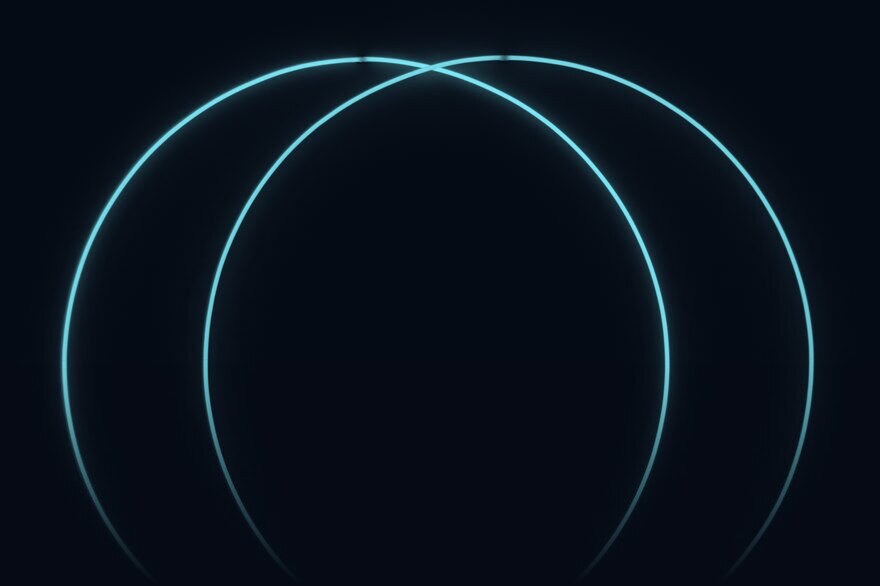 Two neon rings glowing in the dark