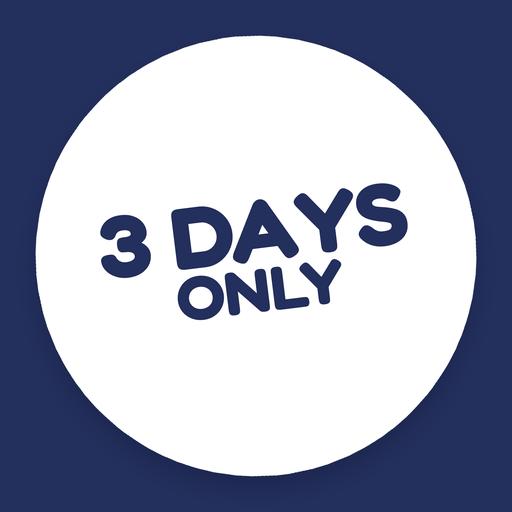 A white sticker reading 3 days only