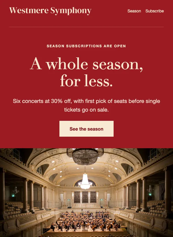 Concert Season - Subscription Sale email template