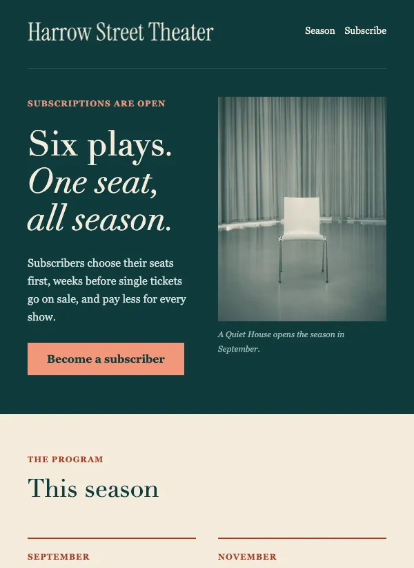 Season Tickets - Editorial email template