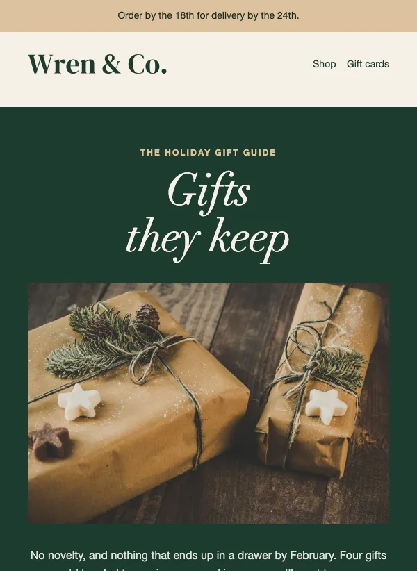 Holiday Gift Guide - Warm email template