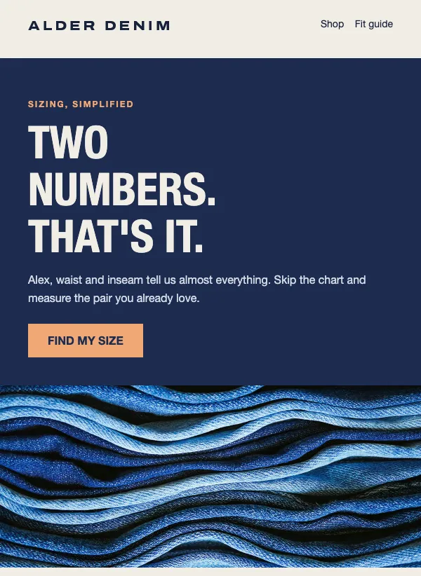 Size Guide - Split Story email template