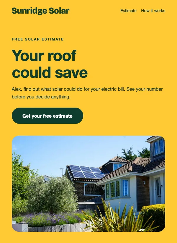 Savings Estimate - Solar email template