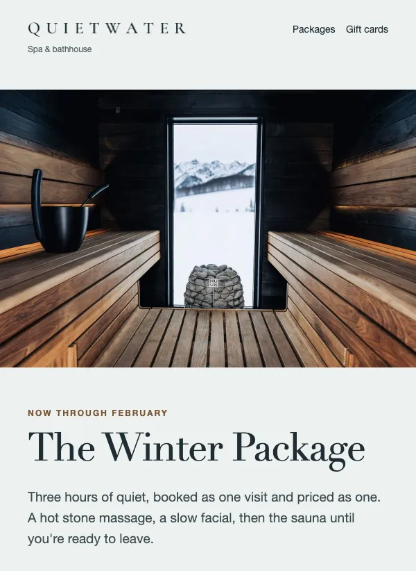 Seasonal Package - Spa email template