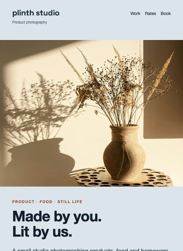 Studio Portfolio - Product Photography email template