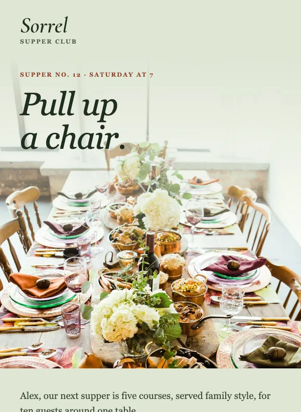 Supper Club Invitation - Letterpress email template