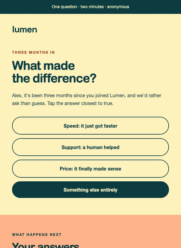 Feedback - Two Minute Survey email template