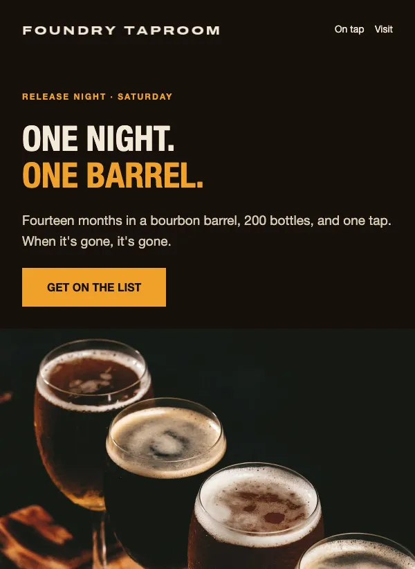 Brewery Invitation - Release Night email template