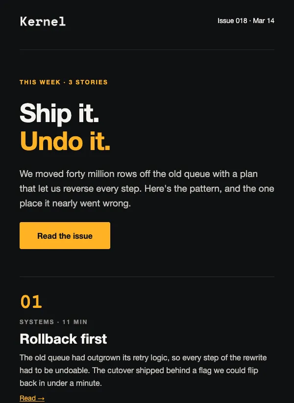 Tech Brief - Dark Issue email template