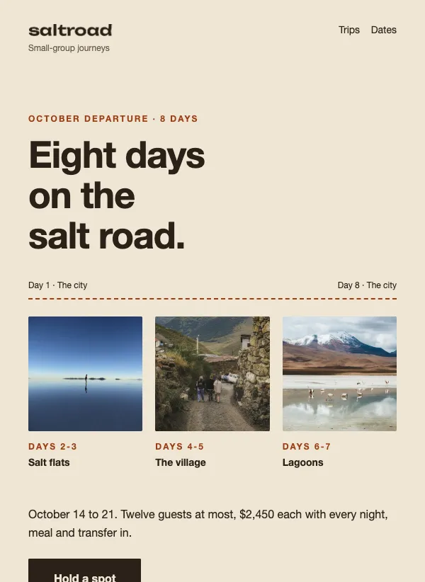 One Trip - Tour Operator email template