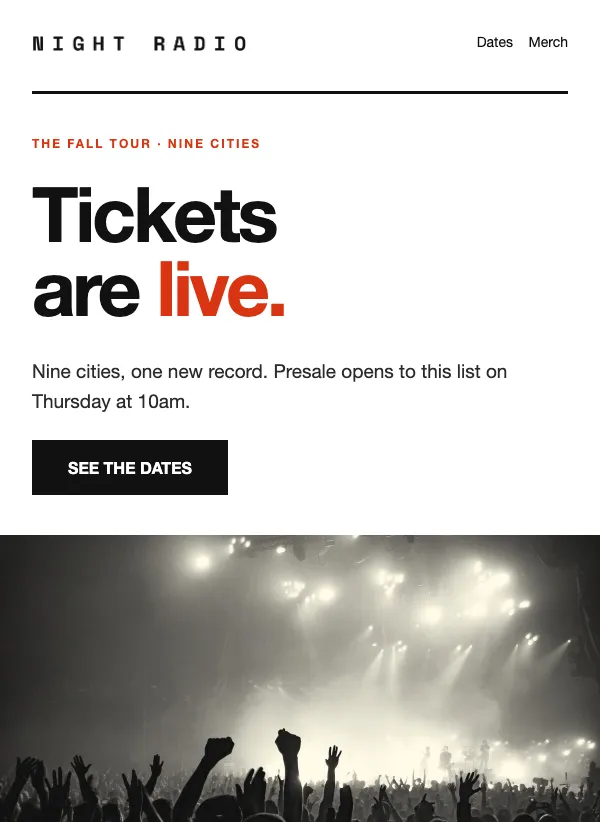 Tour Dates - Poster email template