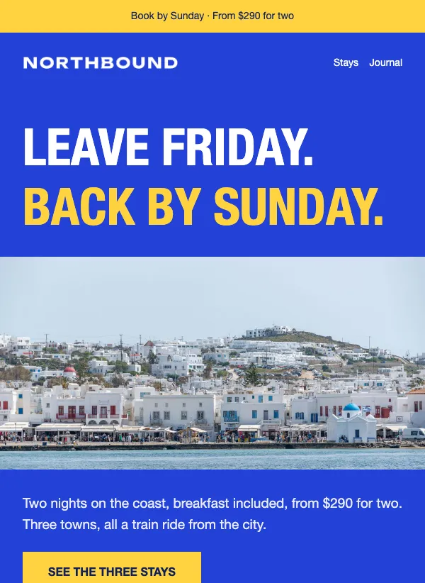 Travel - Weekend Escape email template