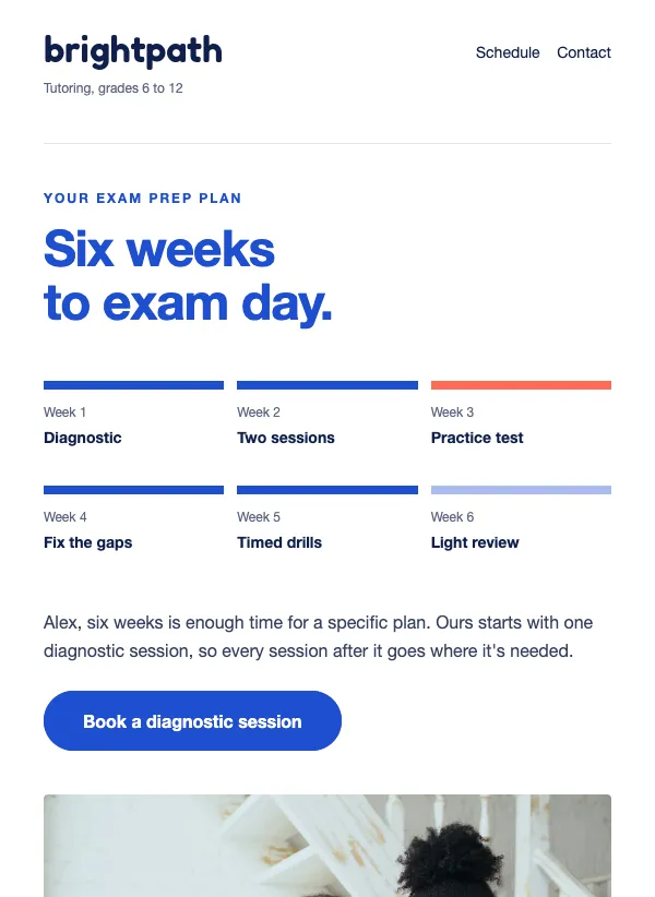 Exam Prep Plan - Tutoring email template