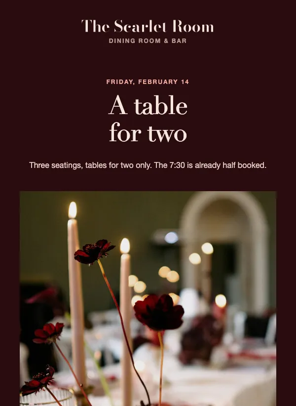 Valentine's Dinner - Scarlet email template