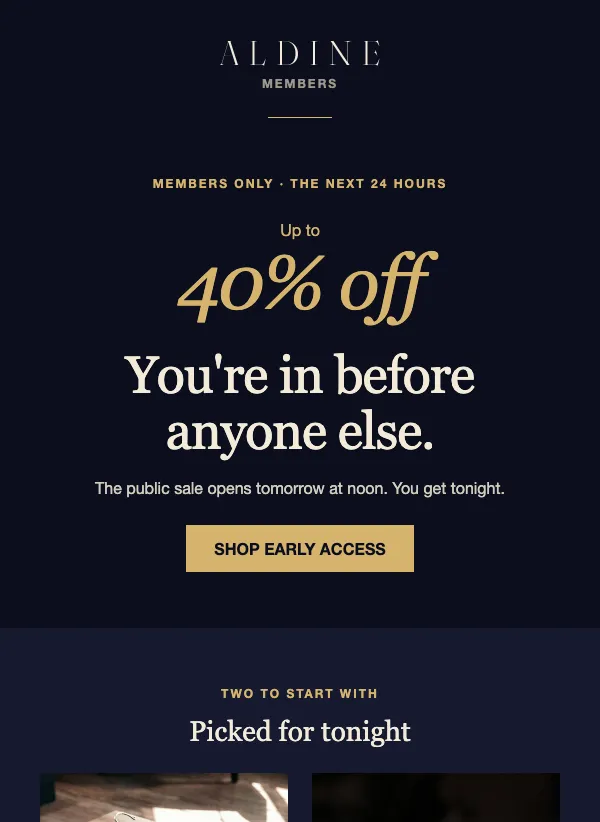 Early Access - Midnight email template