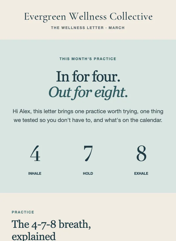 Monthly Digest - Wellness email template