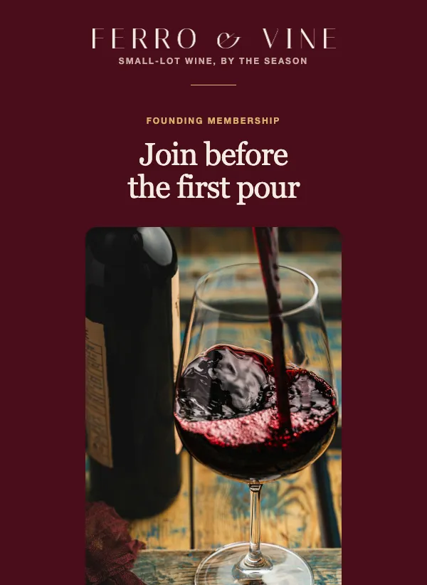 Wine Club - Founding Member email template