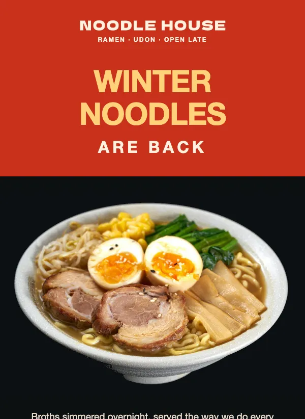 Winter Menu - Noodle Bar email template