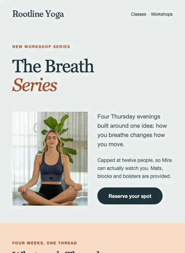 Workshop Series - Yoga email template